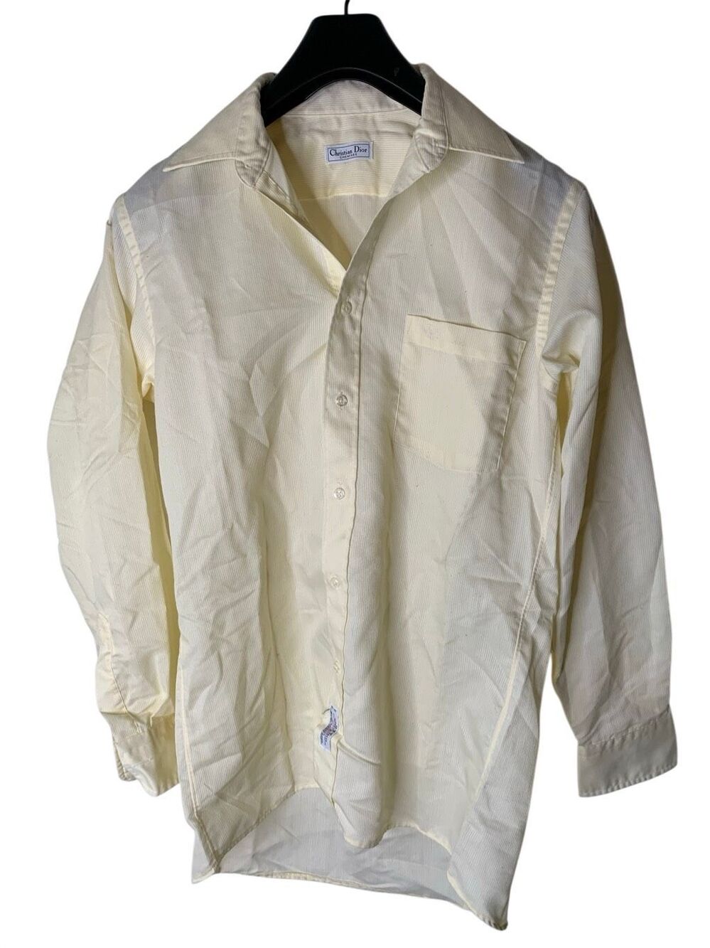 Christian Dior Chemises button down shirt pale yellow men's size 14.5 32/33